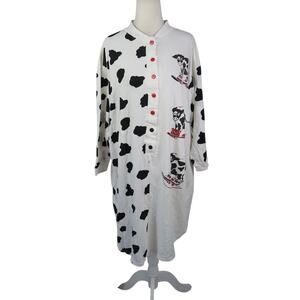 Vintage 80s White and Black Cow Print Sleep T-Shirt Dress
